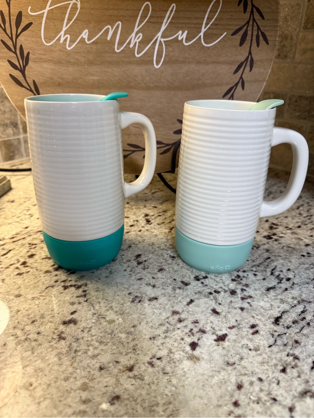 Set of 2 Ello Jane 18 oz Ceramic Travel Mugs with Slider (Mint & Teal)